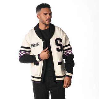 Sacramento Kings Jacquard Button Up Sweater - Cream-Jacquard Sweater-thewildcollective