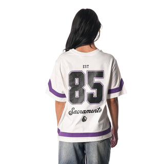 Sacramento Kings Women's Drop Shoulder SS Tee - White-T-SHIRT-thewildcollective