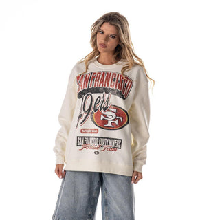 San Francisco 49ers Unisex Graphic Crew Fleece - Vintage White-Crew Fleece-thewildcollective