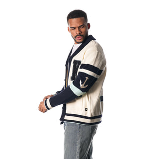 Seattle Kraken Jacquard Button Up Sweater - Cream-Jacquard Sweater-thewildcollective