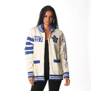 Toronto Maple Leafs Jacquard Sweater - Cream-Jacquard Sweater-thewildcollective