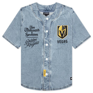 Vegas Golden Knights Blue Denim Button Up Shirt-Denim Shirt-thewildcollective