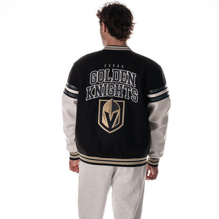 Vegas Golden Knights Unisex Shoulder Varsity Jacket - Black-Varsity Jacket-thewildcollective