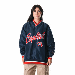 Washington Capitals V-Neck Windbreaker - Navy-Outerwear-thewildcollective