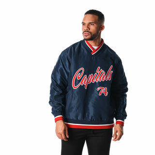 Washington Capitals V-Neck Windbreaker - Navy-Outerwear-thewildcollective