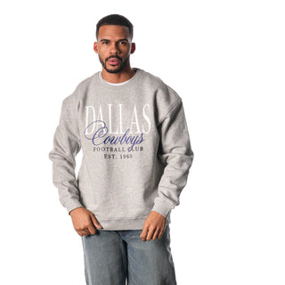 Dallas Cowboys Script Crew Fleece - Heather Grey