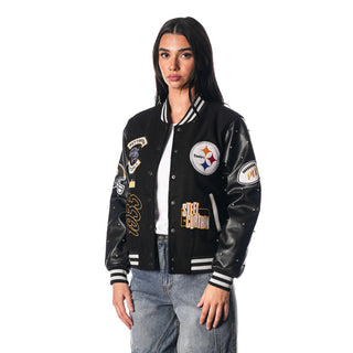 Pittsburgh Steelers Varsity Sparkle Jacket - Black