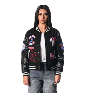 PHILADELPHIA PHILLIES VARSITY SPARKLE JACKET - BLACK