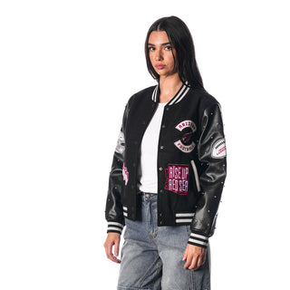 Arizona Cardinals Varsity Sparkle Jacket - Black