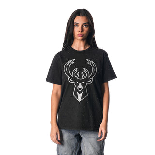 Milwaukee Bucks Crystal Studded Graphic Tee - Black