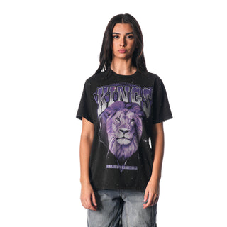 SACRAMENTO KINGS CRYSTAL STUDDED GRAPHIC TEE - BLACK