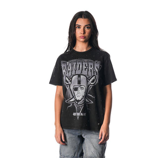 Las Vegas Raiders Crystal Studded Graphic Tee - Black