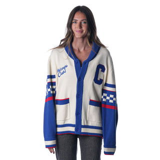 Chicago Cubs Jacquard Button Up Sweater - Cream