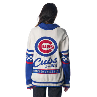 Chicago Cubs Jacquard Button Up Sweater - Cream