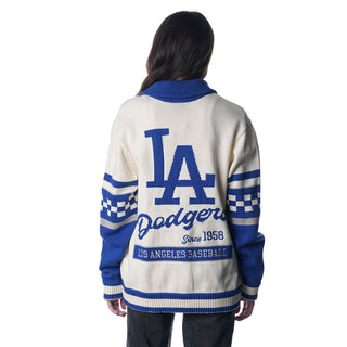 Los Angeles Dodgers Jacquard Button Up Sweater - Cream