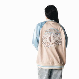 Sporting KC Satin Raglan Bomber - Cream/Blue