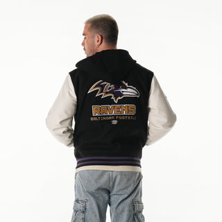 Baltimore Ravens Hooded Varsity Jacket - Black