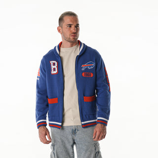 Buffalo Bills Unisex Jacquard Zip Front Sweater - Black