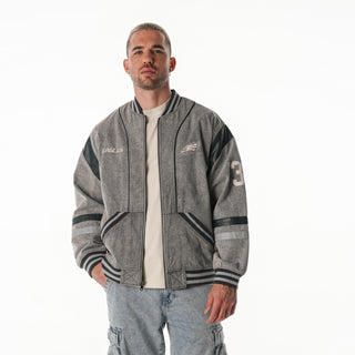 Philadelphia Eagles Unisex Retro Oversized Denim Jacket - Grey