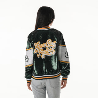 Green Bay Packers Women's Sequin Bomber - Green