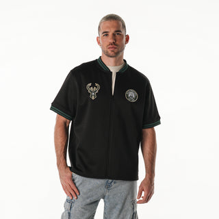 Milwaukee Bucks Unisex Mesh Zip Up Jersey - Black