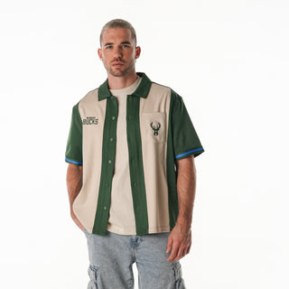 Milwaukee Bucks Unisex Bowler Button Down Shirt - Cream