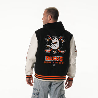 Anaheim Ducks Unisex Varsity Hooded Jacket - Black
