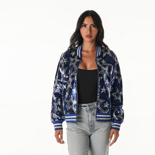 Dallas Cowboys Women's Sequin Jacket - Navy