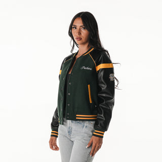 Green Bay Packers Women's Raglan Varsity Jacket - Green