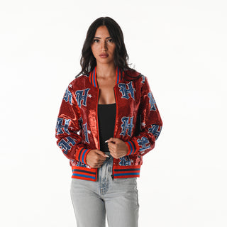 Houston Texans Women's Sequin Bomber - Red