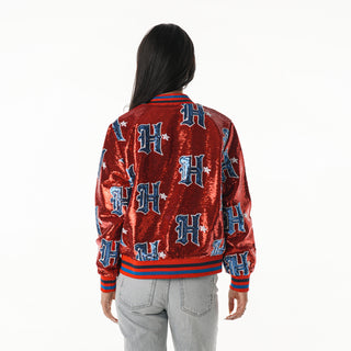 Houston Texans Women's Sequin Bomber - Red