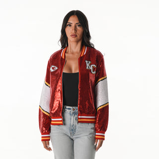 Kansas City Chiefs Sequin Bomber- Red