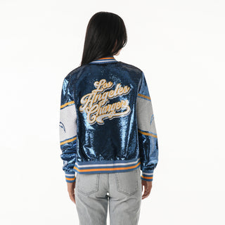 Los Angeles Chargers Women's Sequin Bomber - Blue