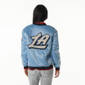 Los Angeles Clippers Women's Satin Bomber W/Pearl Detain - Pacific Blue view 2