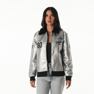 Buffalo Bills Women's Metallic Bomber - Silver