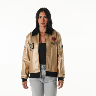 Chicago Bears Women's Metallic Bomber - Gold