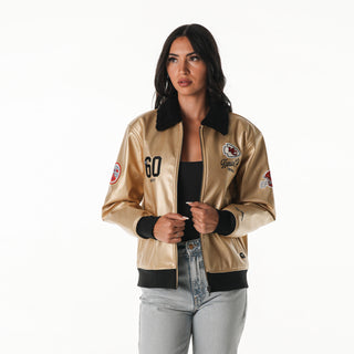 Kansas City Chiefs  Women's Metallic Bomber - Gold