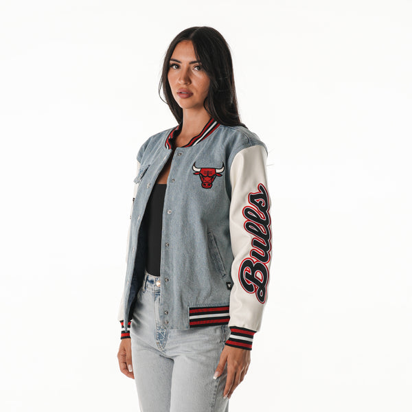 Chicago Bulls Women's Denim Varsity Jacket - Denim