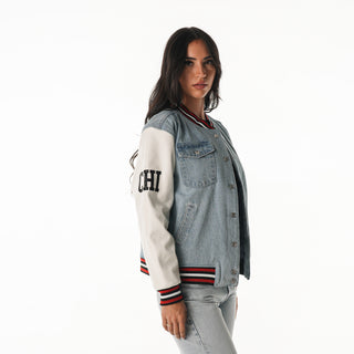 Chicago Bulls Women's Denim Varsity Jacket - Denim