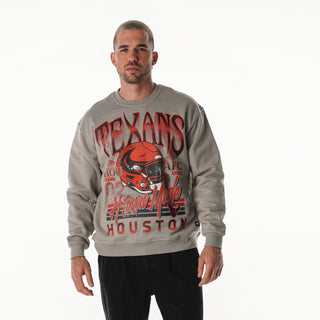 Houston Texans Unisex Red Helmet Graphic Crew Fleece - Gre