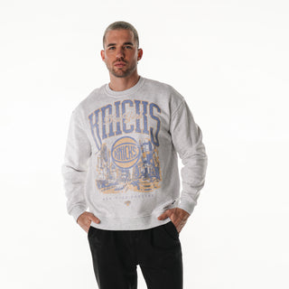 NY Knicks Unisex Graphic Crew Fleece - Heather Cream