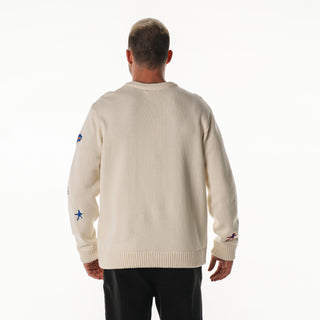Buffalo Bills All Over Jacquard Crew Sweater - Cream