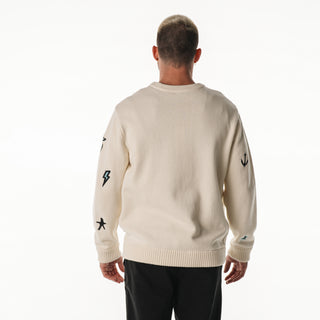 Seattle Kraken All Over Jacquard Crew Sweater - Cream