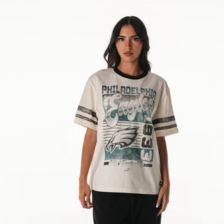Philadelphia Eagles Women's Vintage Drop Shoulder Tee - Cream