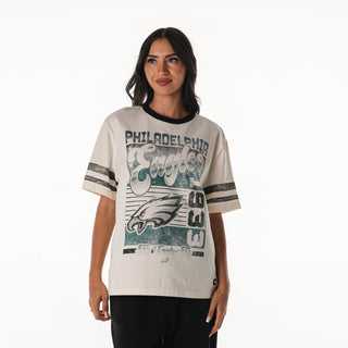 Philadelphia Eagles Women's Vintage Drop Shoulder Tee - Cream