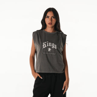 Sacramento Kings Women's Darted Tank - Charcoal