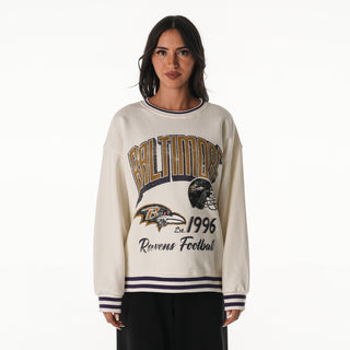Baltimore Ravens Women's Oversized Vintage Crew Fleece - Vintage White