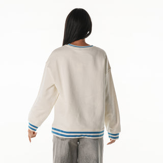 Detroit Lions Women's Oversized Vintage Crew Fleece - Vintage White