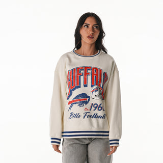 Buffalo Bills Women's Oversized Vintage Crew Fleece - Vintage White