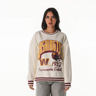 Washington Commanders Women's Oversized Vintage Crew Fleece - Vintage White